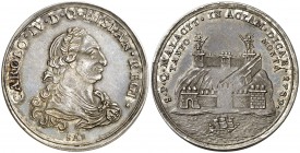 1789. Carlos IV. Málaga. Medalla de Proclamación. (Ha. 71) (Ruiz Trapero 155) (V. 693) (V.Q. 13126). 12,76 g. Ø32 mm. Plata. Grabador: A. de Saa. Mani...