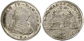 1789. Carlos IV. Málaga. Medalla de Proclamación. (Ha. 73) (Ruiz Trapero 156) (V. 90) (V.Q. 13127). 3,21 g. Ø21 mm. Plata. Grabador: A. de Saa. Bella....