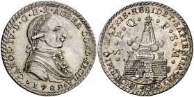 1789. Carlos IV. Puerto de Santa María. Medalla de Proclamación. (Ha. 86) (RAH. 381) (Ruiz Trapero 163) (V. 93) (V.Q. 13137). 13,68 g. Ø32 mm. Plata. ...