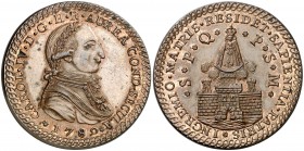1789. Carlos IV. Puerto de Santa María. Medalla de Proclamación. (Ha. 86 var. metal) (RAH. 382) (Ruiz Trapero 164) (V. 94) (V.Q. 13138). 19,54 g. Ø34 ...
