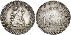 1789. Carlos IV. Ronda. Medalla de Proclamación. (Ha. 89) (RAH. 383) (Ruiz Trapero 165) (V. 95) (V.Q. 13140). 6,07 g. Ø27 mm. Plata. Bella. Brillo ori...