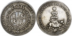1789. Carlos IV. Sanlúcar de Barrameda. Medalla de Proclamación. (Ha. 91) (RAH. 384) (Ruiz Trapero 168) (V. 95) (V.Q. 13142). 12,99 g. Ø32 mm. Plata. ...