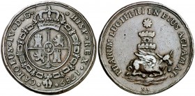 1789. Carlos IV. Sanlúcar de Barrameda. Medalla de Proclamación. (Ha. 91 var. metal) (RAH. 385) (Ruiz Trapero 167) (V. 96) (V.Q. 13142 var. metal). 16...