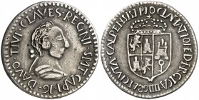 1789. Carlos IV. San Roque. Medalla de Proclamación. (Ha. 93) (V.Q. 13145 var. metal). 5,71 g. Ø28 mm. Plata fundida. Escasa. MBC+.