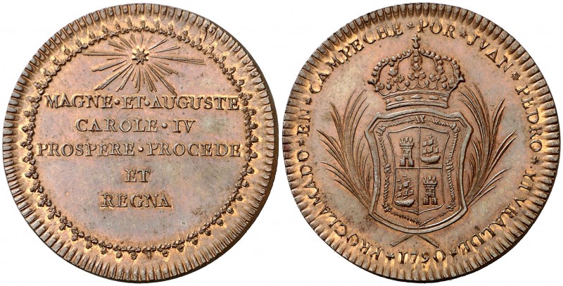 1790. Carlos IV. Campeche. Medalla de Proclamación. (Ha. 123 var. metal) (Medina...