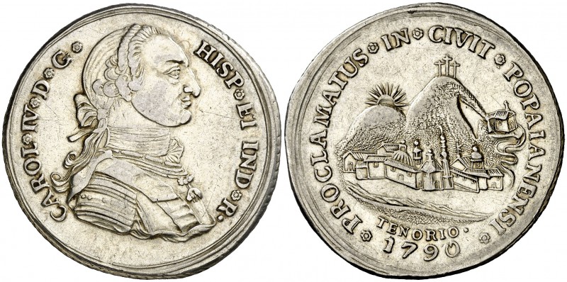 1790. Carlos IV. Popayán. Medalla de Proclamación. (Ha. 186) (Medina 213) (V.Q. ...