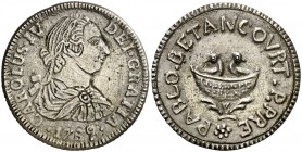 1789. Carlos IV. Puerto Príncipe. Medalla de Proclamación. (Ha. 195 var. leyenda y módulo) (Medina 227 var. leyenda y módulo). 5,81 g. Ø28 mm. Plata f...