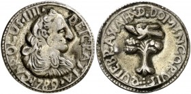 1789. Carlos IV. Quiebraxaha. Medalla de Proclamación. (Ha. 199) (Medina 231) (RAH. 431) (V.Q. 13233). 7,49 g. Ø29 mm. Plata fundida. En anverso incus...