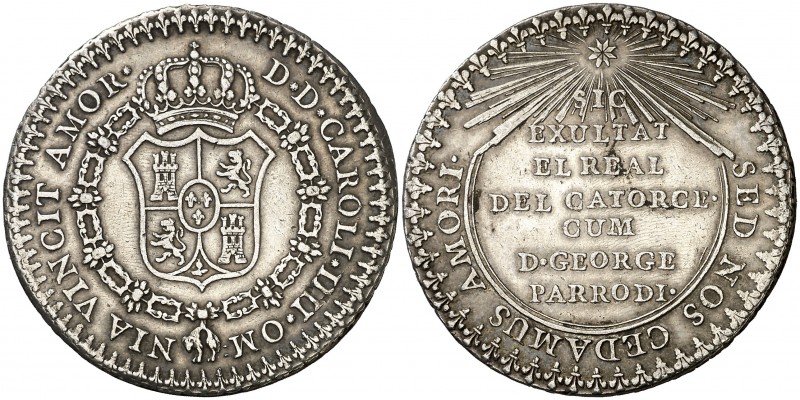 s/d (1790). Carlos IV. Real del Catorce. Medalla de Proclamación. (Ha. 203) (Med...