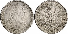 1789. Carlos IV. Salta. Medalla de Proclamación. (Ha. falta) (Medina 241). 21,42 g. Ø38 mm. Plata. No figuraba en la Colección Breogán. Rayita. Extrao...