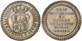 1790. Carlos IV. San Luis de Potosí. Medalla de Proclamación. (Ha. 208 var. metal) (Medina 246 var. metal) (Ruiz Trapero 274 var. metal) (V. 164 var. ...