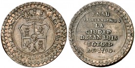1790. Carlos IV. San Luis de Potosí. Medalla de Proclamación. (Ha. 209 var. metal) (Medina 247) (Ruiz Trapero 275 var. metal) (V. 165 var. metal). 4,2...