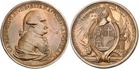 1791. Carlos IV. San Miguel el Grande. Medalla de Proclamación. (Ha. 212 var. metal) (Medina 250) (RAH. 433) (Ruiz Trapero 281 var. metal) (V. 167 var...