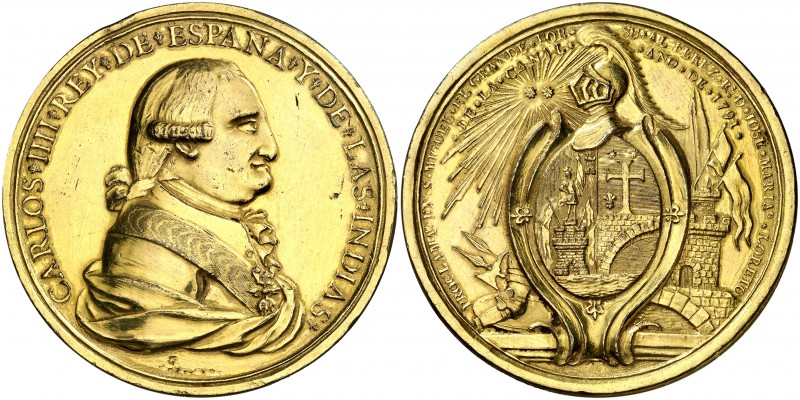 1791. Carlos IV. San Miguel el Grande. Medalla de Proclamación. (Ha. 212 var. me...