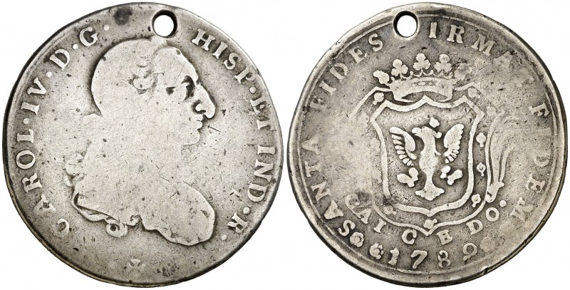1789. Carlos IV. Santa Fe de Bogotá. Medalla de Proclamación. (Ha. 215) (Medina ...