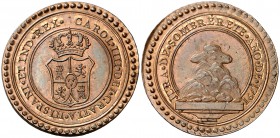 1791. Carlos IV. Sombrerete. Medalla de Proclamación. (Ha. 223 var. metal) (Medina 267) (Ruiz Trapero 283 var. metal) (V. 169 var. metal) (V.Q. 12250)...