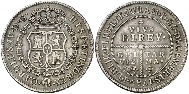 1789. Carlos IV. Tarma. Medalla de Proclamación. (Ha. 225) (Medina 269) (V.Q. 13...