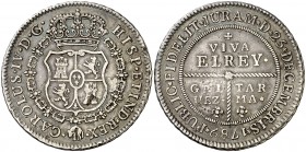 1789. Carlos IV. Tarma. Medalla de Proclamación. (Ha. 225) (Medina 269) (V.Q. 13252). 13,30 g. Ø36 mm. Plata. Rayitas y hojitas. No figuraba en la Col...