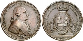 1791. Carlos IV. Valladolid de Michoacán. Medalla de Proclamación. (Ha. 227 var. metal) (Medina 271) (RAH. 435) (Ruiz Trapero 286-287) (V. 173) (V.Q. ...