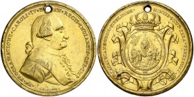 s/d (1790). Carlos IV. Zacatecas. Medalla de Proclamación. (Ha. 232 var. metal) (Medina 278) (Ruiz Trapero 280) (V. 177) (V.Q. 13259 var. metal). 32,7...