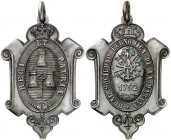 1792. Carlos IV. Sociedad Económica de La Habana. Medalla. 49 g. 45x67 mm. Plata. Con anilla. Bella. Rara. EBC.