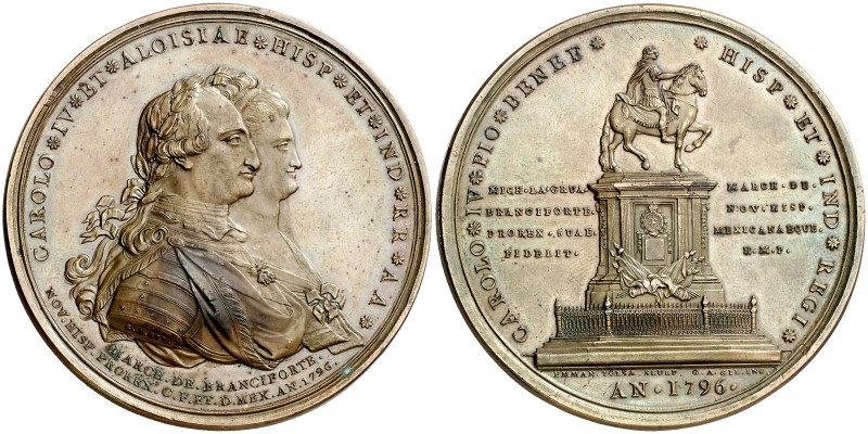 1796. Carlos IV. México. Erección de la estatua ecuestre. Medalla. (RAH. 439) (R...