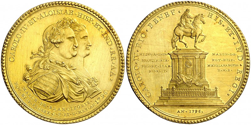 1796. Carlos IV. México. Erección de la estatua ecuestre. Medalla. (RAH. 440-441...