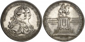 1796. Carlos IV. México. Erección de la estatua ecuestre. Medalla. (RAH. 440-441 var. metal) (Ruiz Trapero 300) (V. 187) (V.Q. 14156). 13,35 g. Ø33 mm...
