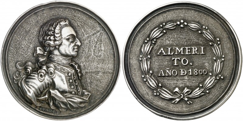 1800. Carlos IV. Premio militar. Medalla. 32,38 g. Ø51 mm. Plata. Ex Colección V...