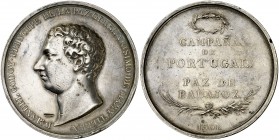 1801. Carlos IV. Paz de Badajoz. Medalla. (RAH. 443 var. metal) (Ruiz Trapero 304 var. metal) (V. 190 var. metal). 60,15 g. Ø50 mm. Plata. Grabador: J...