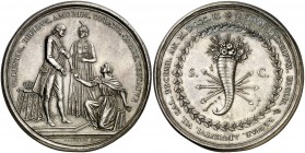 1802. Carlos IV. Viaje de los reyes a Valencia. Medalla. (Ruiz Trapero 309) (V. 194) (V.Q. 14162). 44,89 g. Ø46 mm. Plata. Grabador: M. Peleguer y Tos...