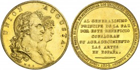1804. Carlos IV. Método de acuñación de Droz. Medalla. (RAH. 447-449) (Ruiz Trapero 312) (V. 196) (V.Q. 14163). 26,74 g. Ø40 mm. Bronce dorado. Grabad...