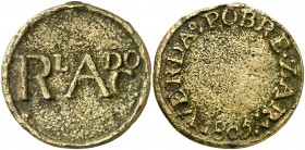 1805. Carlos IV. Pobreza en Zaragoza. Medalla. 17 g. Ø34 mm. Latón fundido. BC.