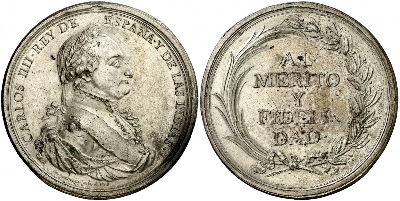1806. Carlos IV. Premio al Mérito y la Fidelidad. Medalla. (Medina Col. 39) (Gro...