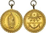 1806. Carlos IV. Virgen de Guadalupe. Medalla. (V.Q. 14153 var. fecha y metal). 29,90 g. Ø36mm. Oro. Con anilla. Bella. Brillo original. Muy rara. EBC...