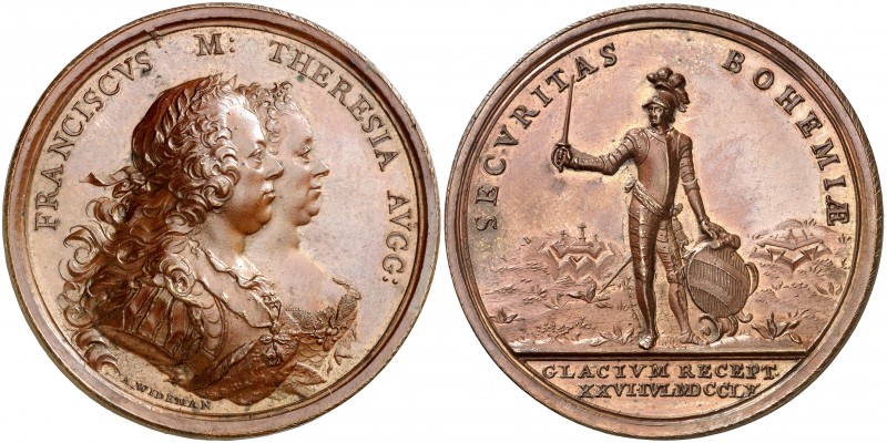 1760. Austria. Francisco I y María Teresa. Recuperación de la ciudad de Glatz. M...