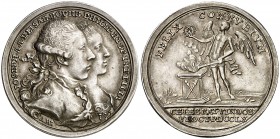 1760. Austria. Francisco I y María Teresa. Boda del archiduque José con Isabel de Borbón y Parma. Medalla. (ANS. 323) (MHE. 482, mismo ejemplar) (Sgl....