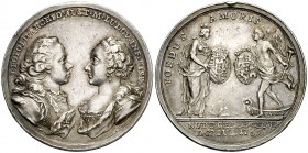 1765. Austria. Francisco I y Mª Teresa I. Boda del archiduque Leopoldo con María Luisa de España. Medalla. (MHE. 485, mismo ejemplar) (Sgl. Montenuovo...