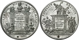 1774. Austria. José II. Denuncia de la parcialidad de Clemente XIV hacia los estados borbónicos. Medalla. (MHE. 493, mismo ejemplar). 27,05 g. Ø48 mm....