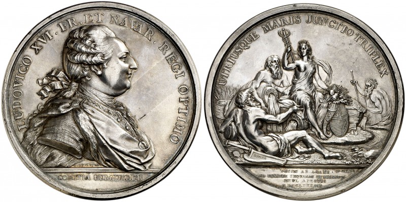 1783. Francia. Luis XVI. Inauguración del Canal de Borgoña. Medalla. (MHE. 610, ...