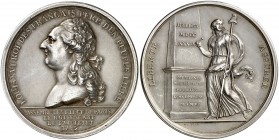 1789. Francia. Luis XVI. El rey ante la Asamblea de Electores de París. Medalla. (Hennin 41). 51,15 g. Ø45 mm. Plata. Grabador: J. Duvivier (Forrer I,...