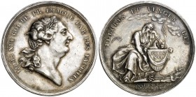 1793. Francia. Fallecimiento del rey. Medalla. (Hennin 45/469) (Feuardent 13461). 9,29 g. Ø30 mm. Plata. Grabador: D. F. Loos (Forrer III, pág. 461-46...