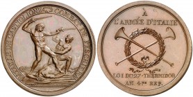 1796. Francia. Napoleón Bonaparte. Napoleón y el ejército de Italia. Batalla de Castiglione. Medalla. (Hennin 744) (Millin et Millengen 4). 40,24 g. Ø...