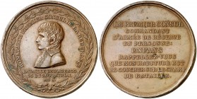 1800. Francia. Napoleón Bonaparte. Batalla de Marengo. Medalla. (Bramsen 38) (Millin et Millengen 25). 60,75 g. Ø50 mm. Bronce. Grabadores: N. G. A. B...