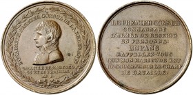 1800. Francia. Napoleón Bonaparte. Batalla de Marengo. Medalla. (Bramsen 38) (Millin et Millengen 25). 62,58 g. Ø50 mm. Bronce. Grabadores: N. G. A. B...