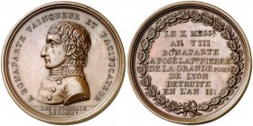 1800. Francia. Napoleón Bonaparte. Reconstrucción de la Gran Plaza de Lyon. Medalla. (Bramsen 59). 32,81 g. Ø43 mm. Bronce. Grabador: J. M. Chavanne (...