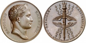 1805. Francia. Napoleón Bonaparte. Batalla de Austerlitz. Medalla. (Bramsen 445) (Millin et Millengen 109). 37,98 g. Ø40 mm. Bronce. Grabador: B. Andr...