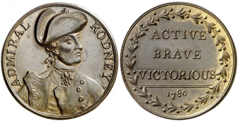 1780. Gran Bretaña. Jorge III. Almirante Rodney. Medalla. (Eimer 785) (MHE. 709,...