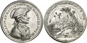 1783. Jorge III. General Eliott. Defensa de Gibraltar. Medalla. (ANS. 1358) (Eimer 802) (MHE. 713, mismo ejemplar) (V.Q. 14134 var. metal). 27,79 g. Ø...