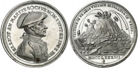 1783. Gran Bretaña. Jorge III. General Eliott. Defensa de Gibraltar. Medalla. (ANS. 1358) (Eimer 802) (MHE. 714, mismo ejemplar) (V.Q. 14134 var. meta...